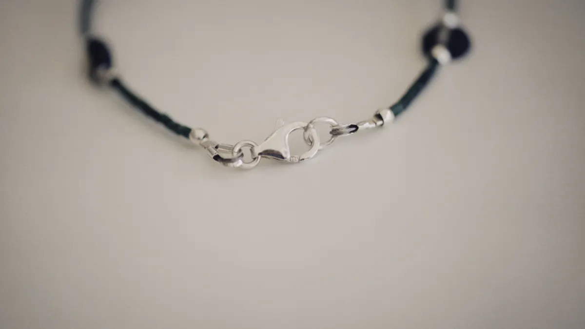 Black choker necklace with silver clasp