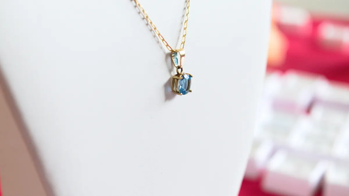 Pendant necklace on a display bust